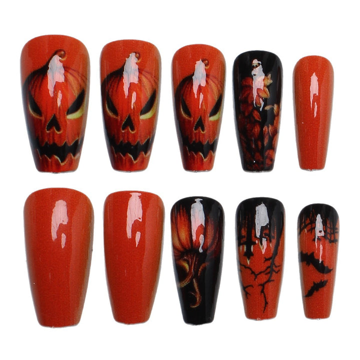 Creative nail art set with Halloween motif and glowing design Stornfield