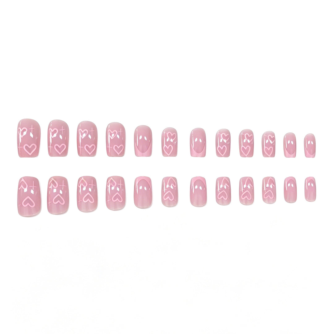 Romantic Heart-Pattern Nail Art Extensions Stornfield