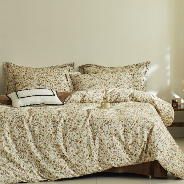 Children's duvet cover set made of cotton satin with watercolor forest animal illustrations and reversible function
