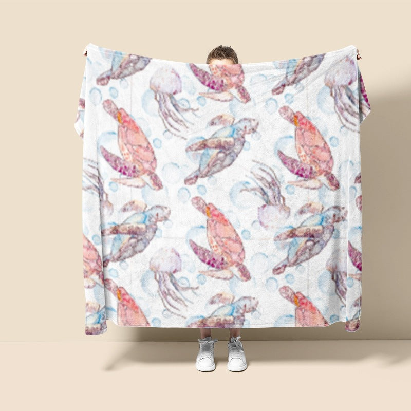 Plush Turtle-Themed Throw Blanket
