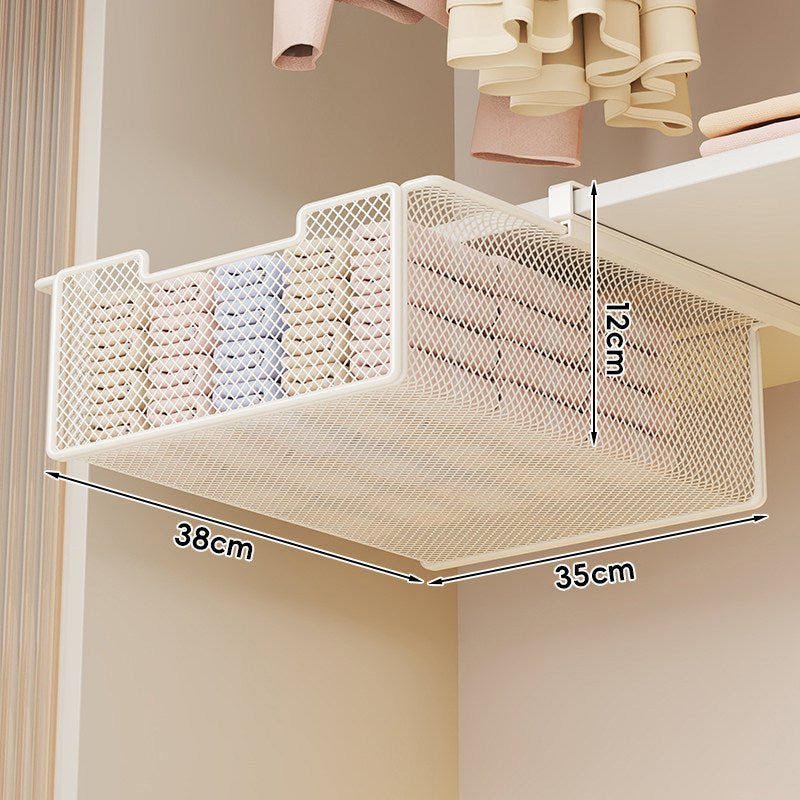 Under-Shelf Pull-Out Mesh Drawer Organizer with Slide Rail Clamp Mount