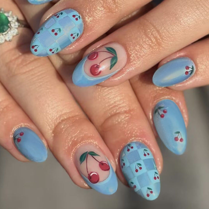 Cherry Blossom-Themed Press-On Nail Art Set Stornfield