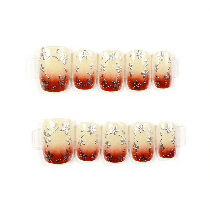 Floral Metallic Press-On Nail Art Set Stornfield