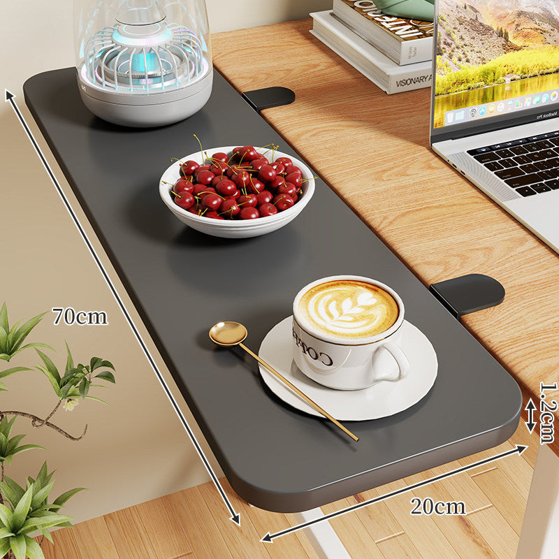 Clamp-On Expandable Desk Side Table Shelf with Wide Smooth Surface and Slim Adjustable Clamp