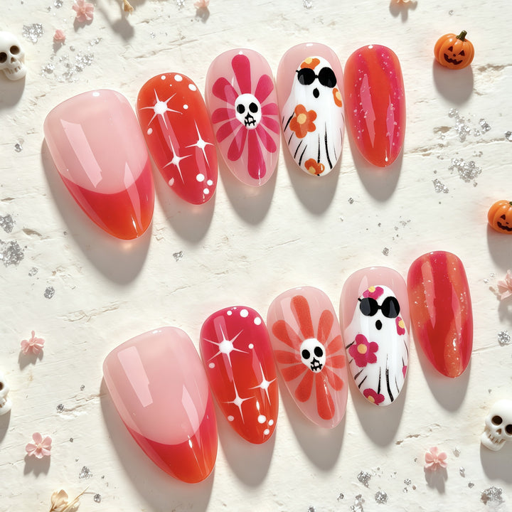 Artistic Floral Print Press-On Nails