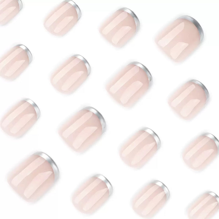 Acrylic Nail Set with Elegant French Design and Shiny Accents Stornfield