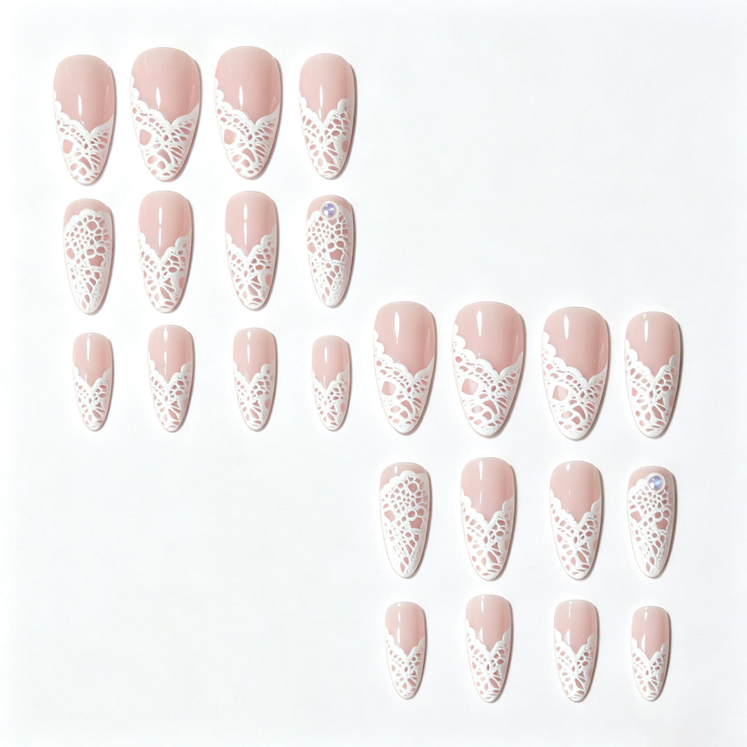 Elegant Lace-Detail Nail Art