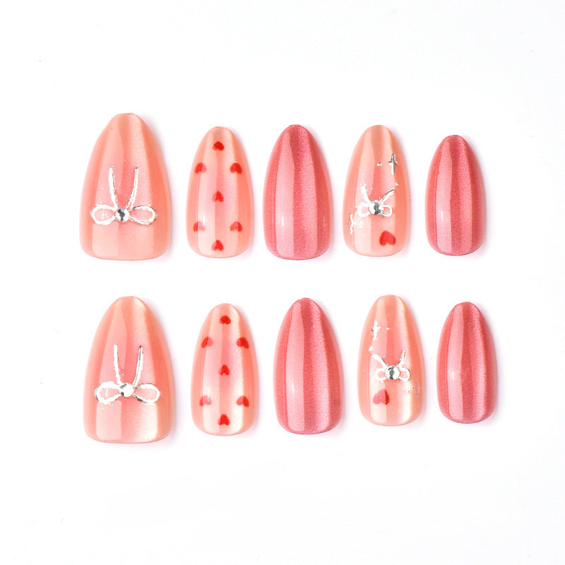 Heart-Themed Artistic Press-On Nail Set Stornfield