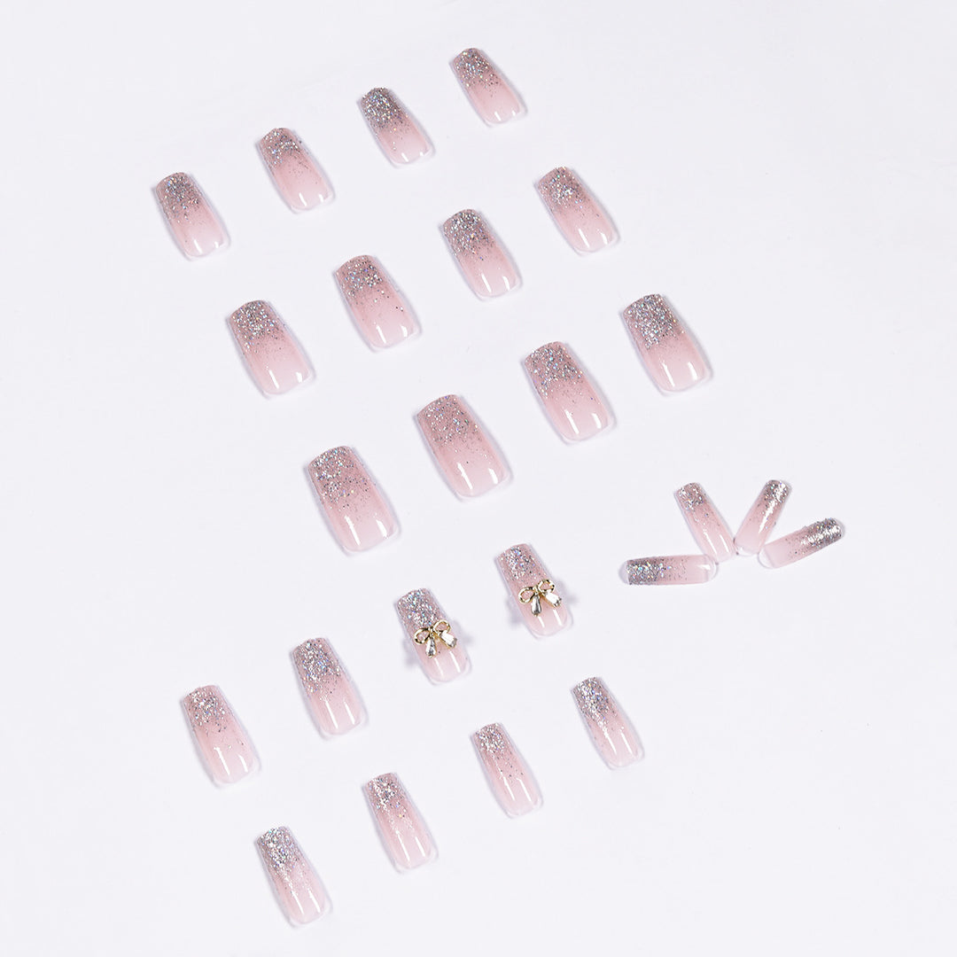Artful Nail Extensions with Glitter and Decoration Stornfield