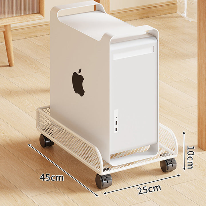 Under-Desk Rolling PC Tower Stand with Mesh Tray and Locking Casters