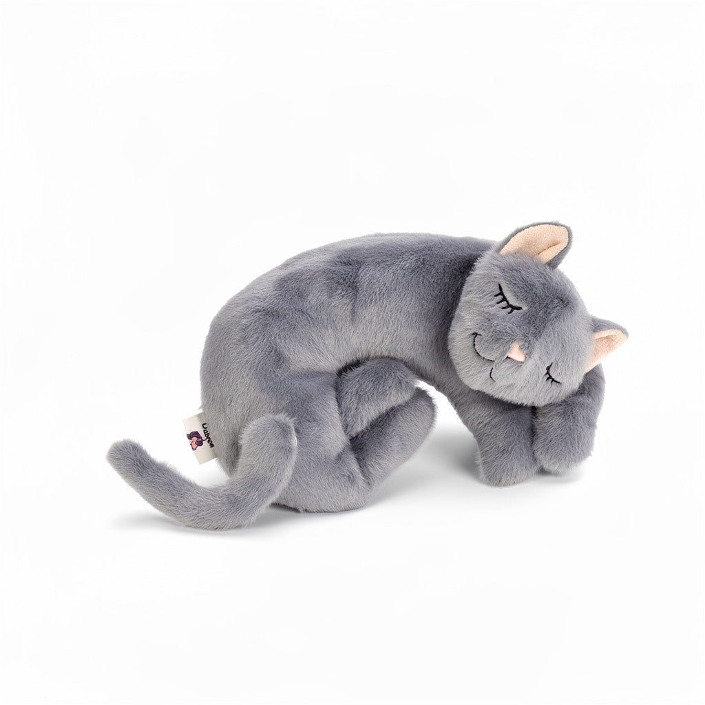 Plush Curled Cat Nap Pillow with Ultra-Soft Faux Fur