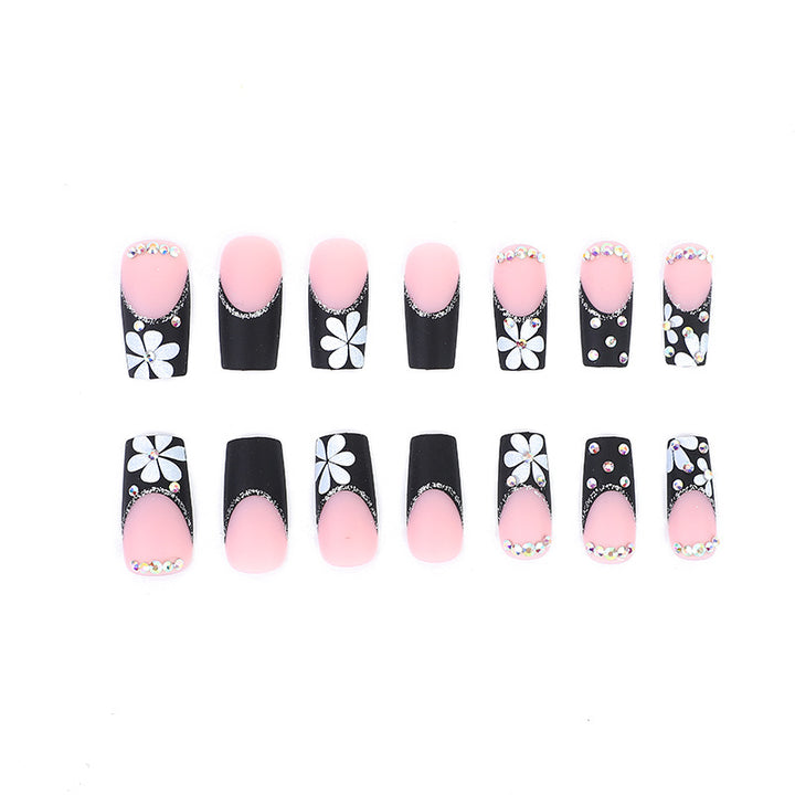 Glamorous Floral and Rhinestone Nail Art Set