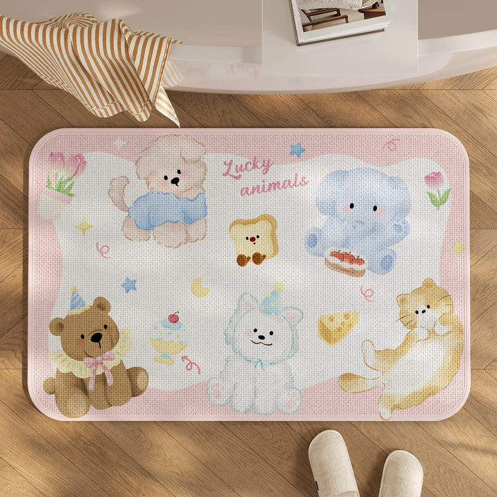 Cute Cartoon Bear-Themed Bath Mat