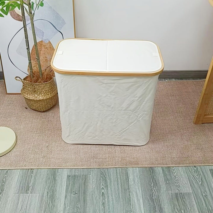 Elegant laundry basket with bamboo lid Stornfield