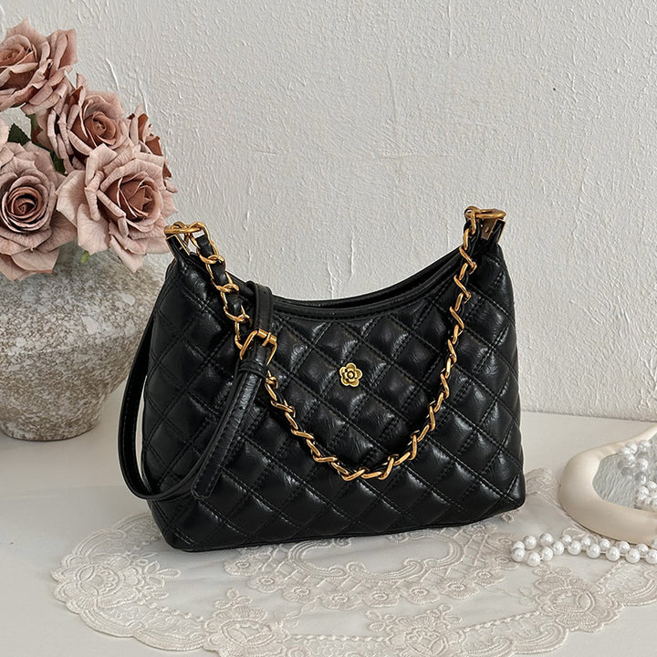 Quilted Chain-Accent Shoulder Bag