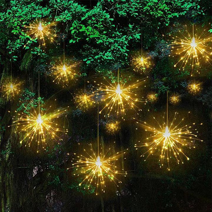 Solar-Powered Starburst Hanging LED Garden Lights With Waterproof Firework-Shaped Clusters And Automatic Dusk-To-Dawn Sensor Stornfield
