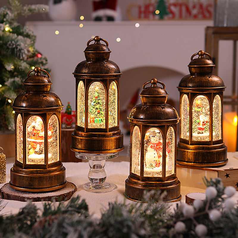 Illuminated Christmas lantern with Santa Claus scene Stornfield