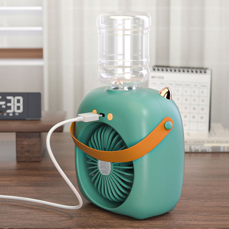 Cooling compact tabletop evaporative misting fan humidifier with refillable top-fill reservoir and adjustable airflow Stornfield