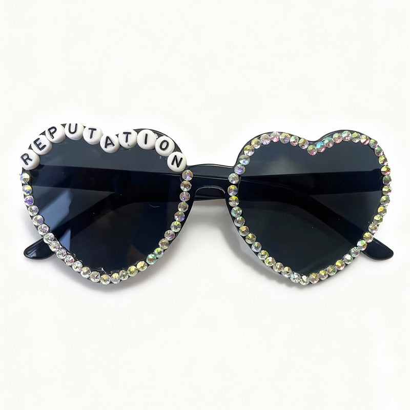 Heart-Shaped Rhinestone-Embellished Sunglasses Stornfield 1787141205