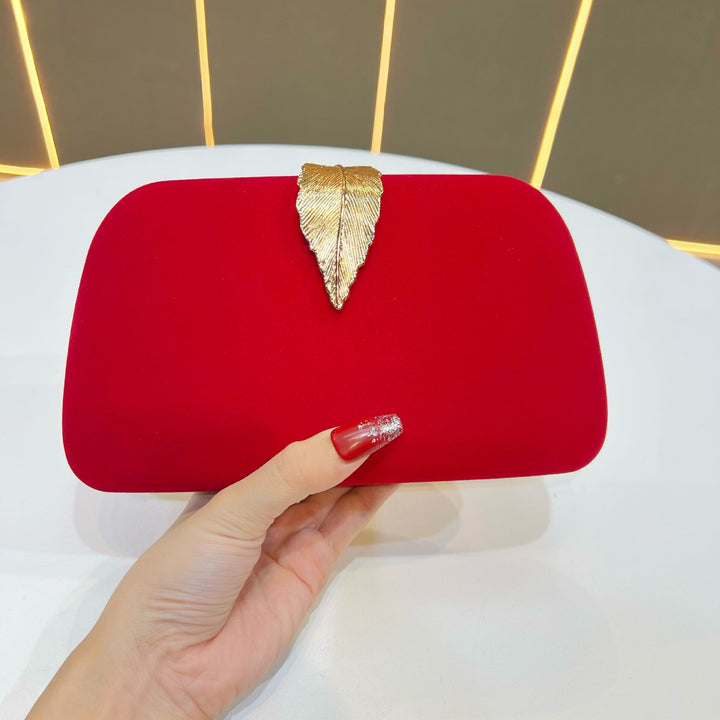 Elegant Leaf-Accented Evening Clutch