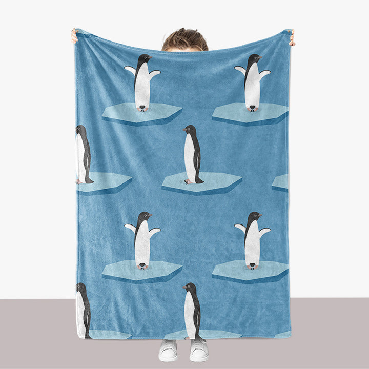 Penguin-Themed Plush Throw Blanket