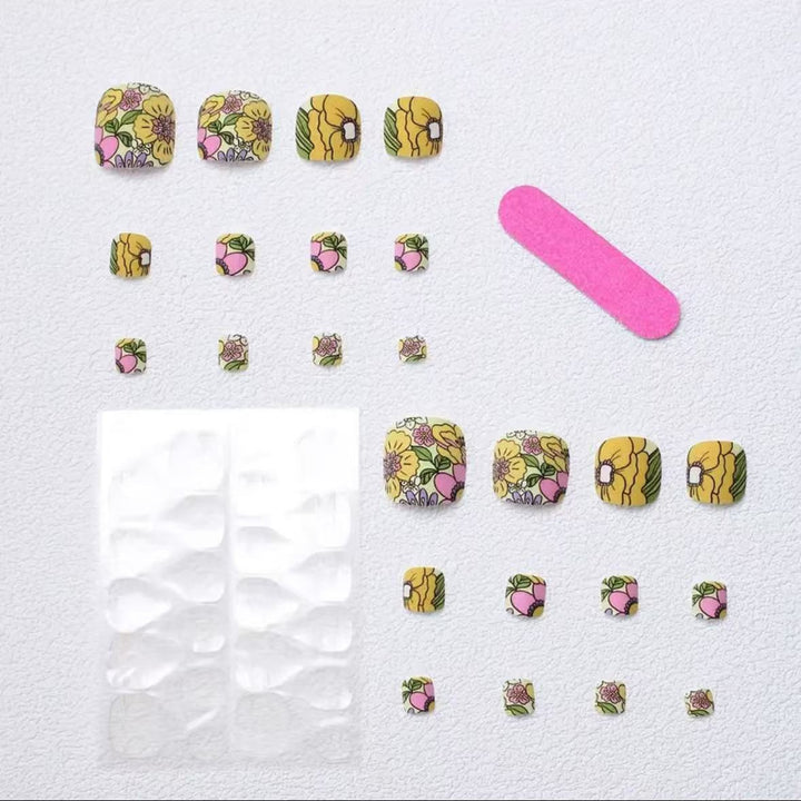 Artificial Nail Set with Colorful Flower Design Stornfield