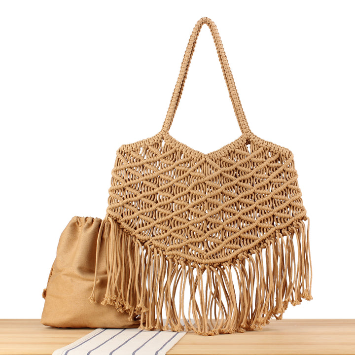 Creative Macrame Bag with Fringed Design Stornfield