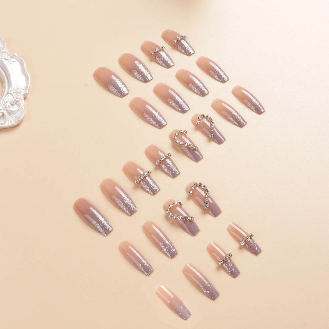 Heart-Shaped Rhinestone Press-On Nail Art Stornfield