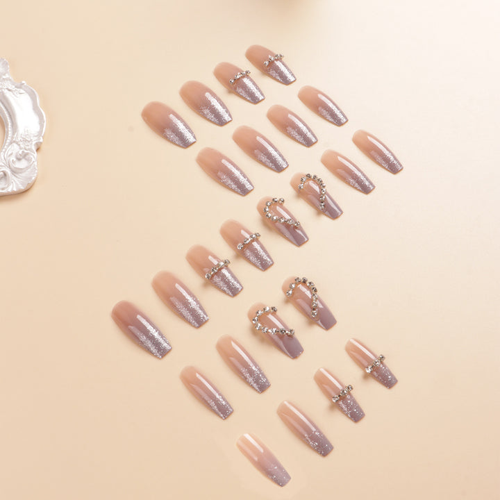 Heart-Shaped Rhinestone Press-On Nail Art Stornfield