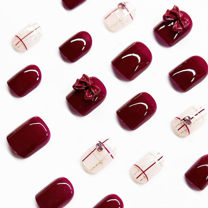 Decorative Press-On Nail Art Extensions with Bow Accents Stornfield