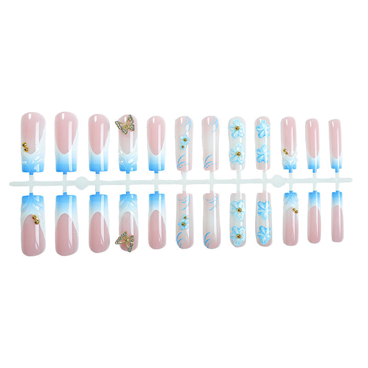 Artistic Press-On Nail Set with Floral and Butterfly Designs Stornfield