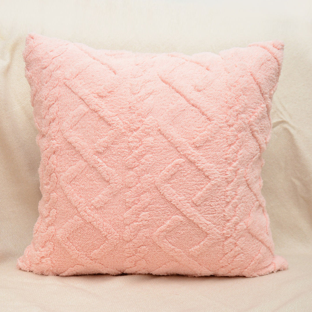 Plush Textured Sherpa Square Throw Pillow Cover with Geometric Tufting