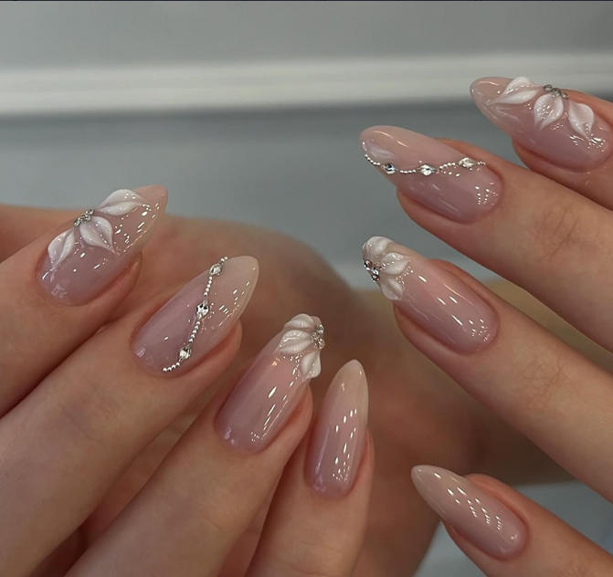 Acrylic nail set with elegant decorations Stornfield