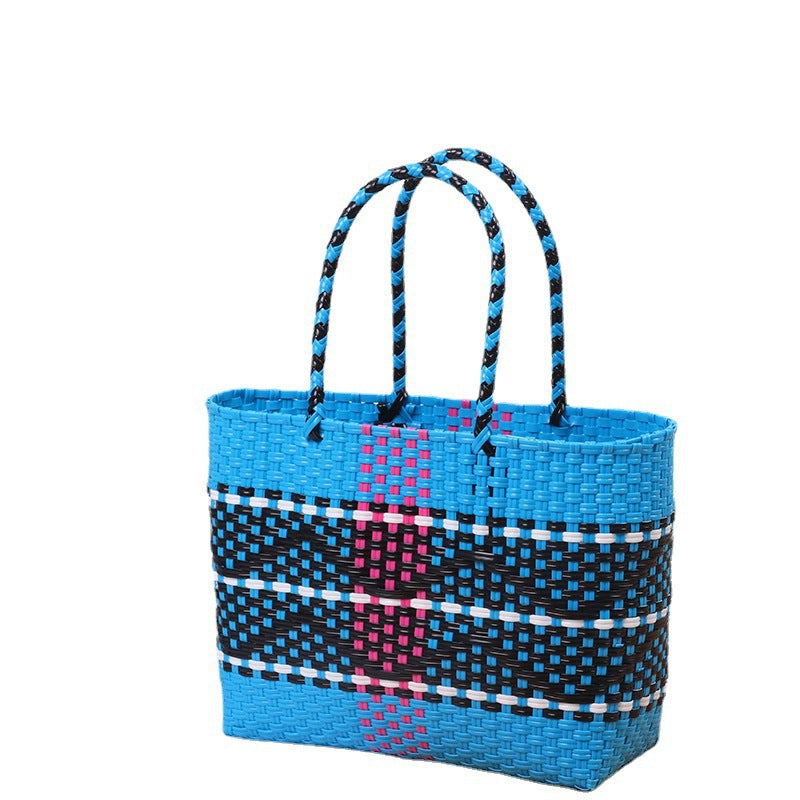 Handcrafted beach bag with colorful wave pattern Stornfield