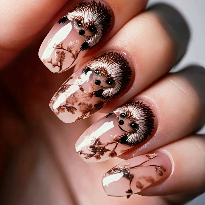 Artificial nails with cute hedgehog design Stornfield