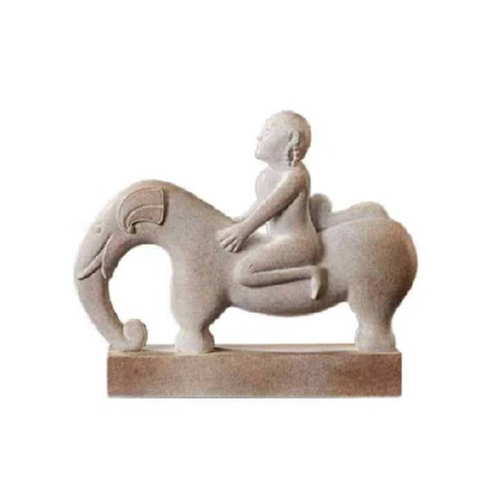 Playful Elephant Rider Sculpture