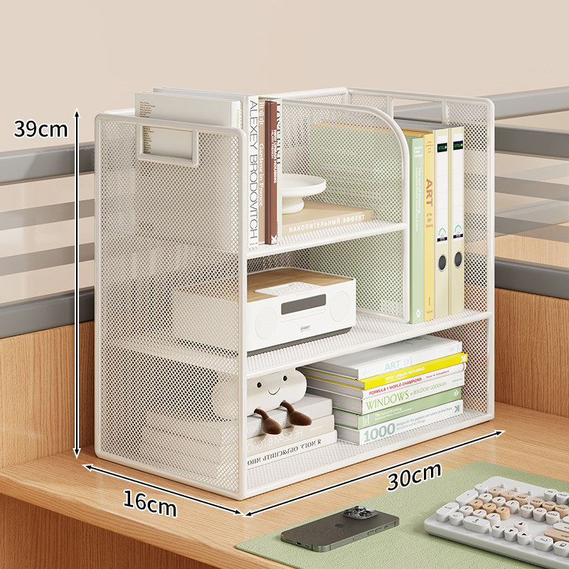 Mesh Desktop Open-Shelf Organizer with Integrated Handles and Dividers