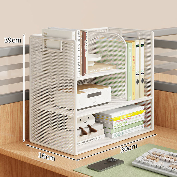 Mesh Desktop Open-Shelf Organizer with Integrated Handles and Dividers