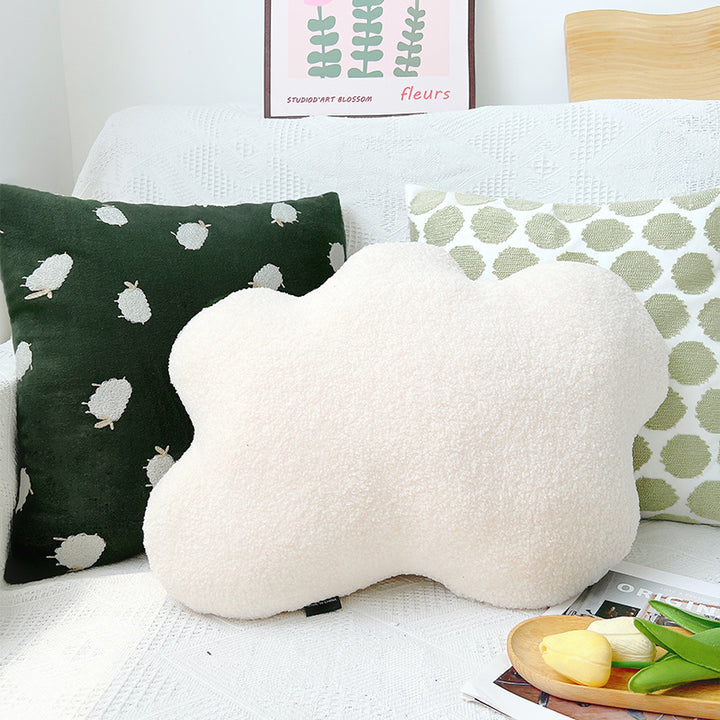 Square cushion cover with embroidered sheep motifs made of cotton blend Stornfield