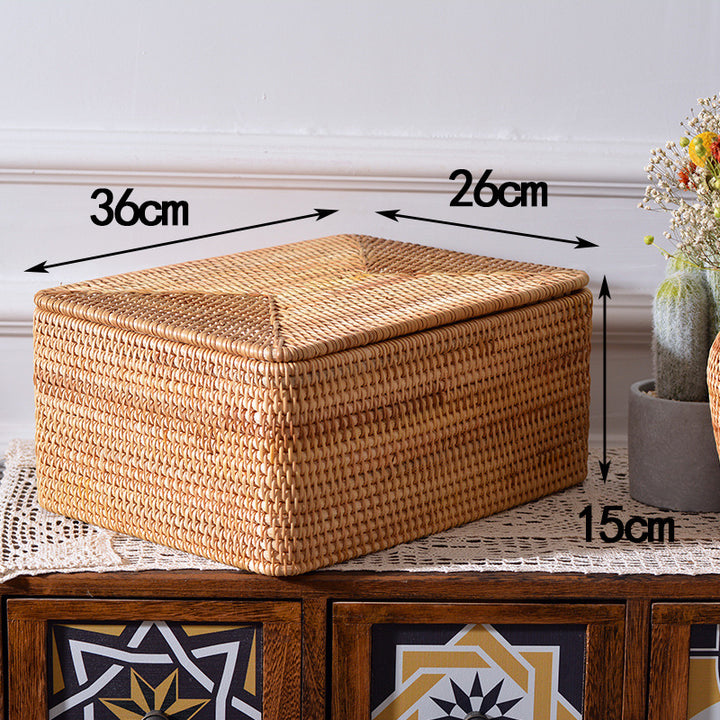Women rectangular rattan storage basket Stornfield