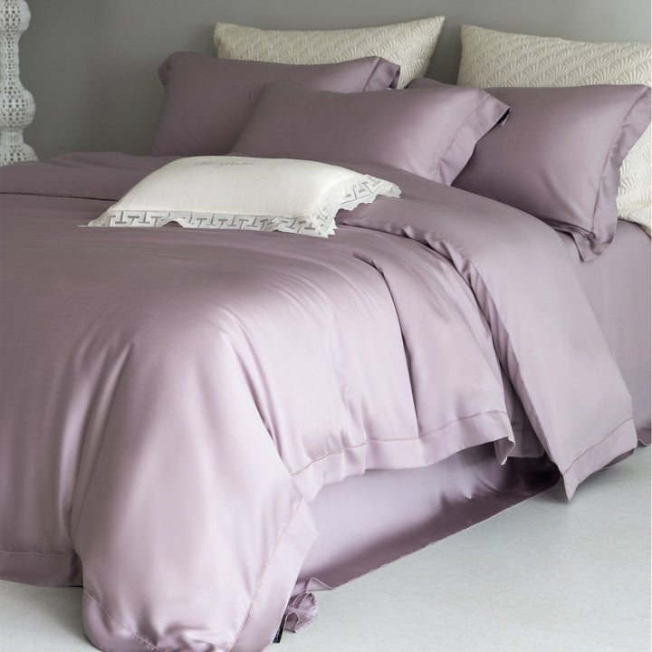 Luxury Silk-Feel Cooling Duvet Cover Set with Deep-Fit Skirt and Envelope Shams
