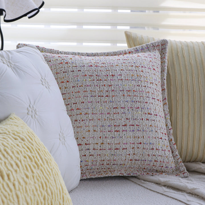 Rectangular decorative pillowcase made of teddy bouclé with ridged texture Stornfield