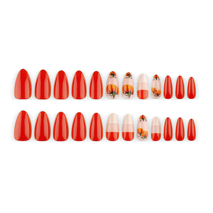 Artificial nails in autumn pumpkin design Stornfield