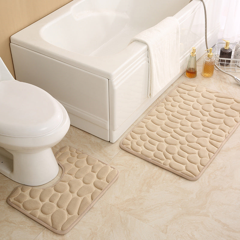 Textured Stone Pattern Bath Mat Set Stornfield