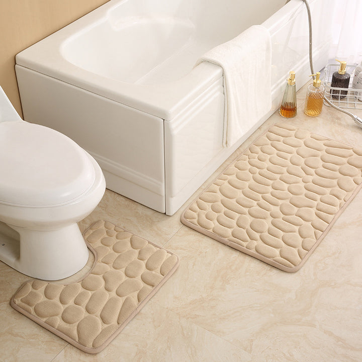 Textured Stone Pattern Bath Mat Set Stornfield