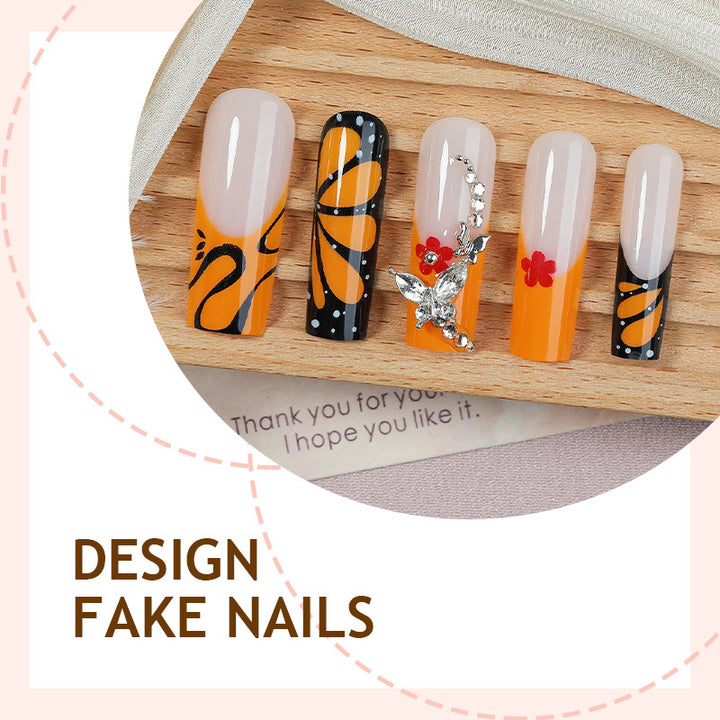 Creative nail set with shimmering floral and geometric designs Stornfield