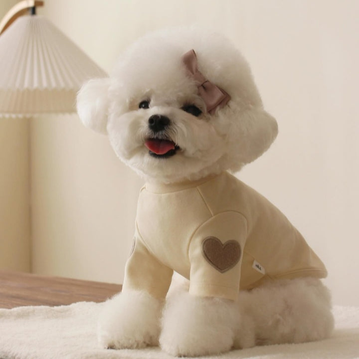 Pet Mock-Neck Ribbed Sweater with Heart El Patches