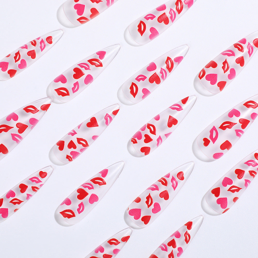 Artificial nail tips with heart motifs Stornfield