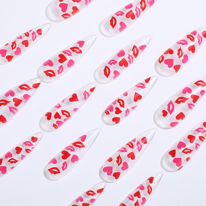 Artificial nail tips with heart motifs Stornfield