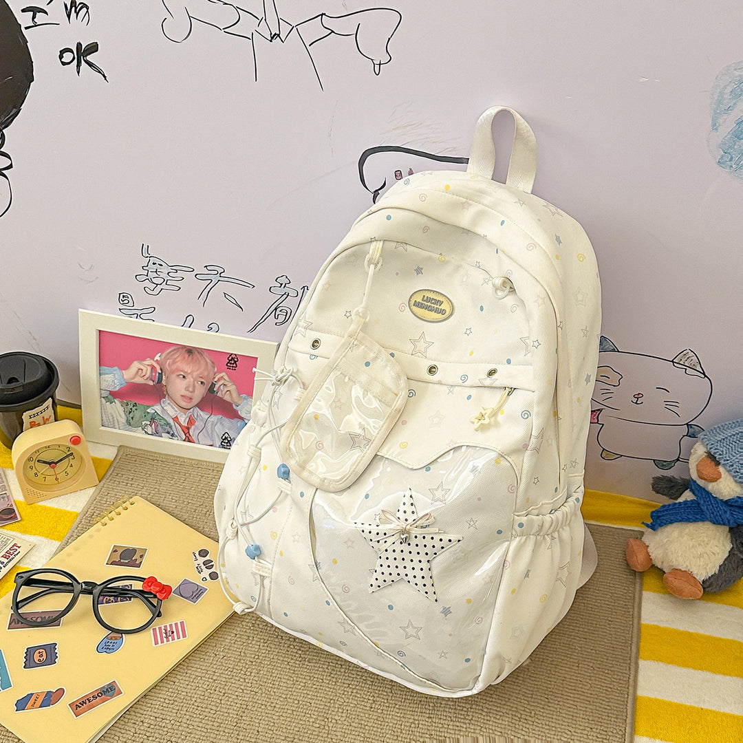 Stylish Multi-Pocket Star-Appliqué Backpack Stornfield